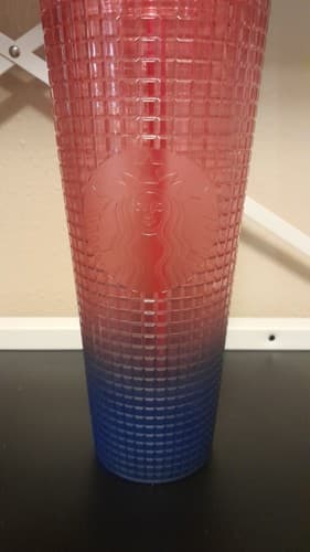 Starbucks 24oz Watermelon Pink Purple Gradient Ombre Grid Venti Tumbler Cup - Thumbnail 2