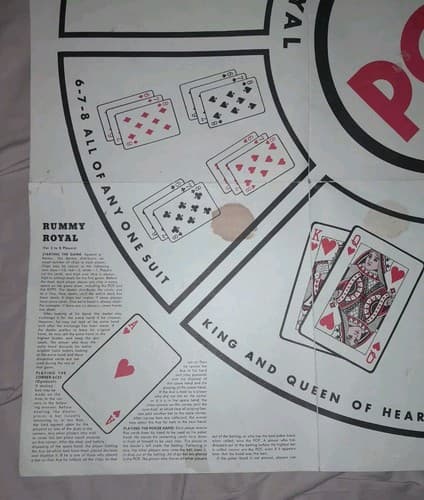 Vintage PAPER Western RUMMY ROYAL GAME Table Sized Game Sheet Mat - Thumbnail 3