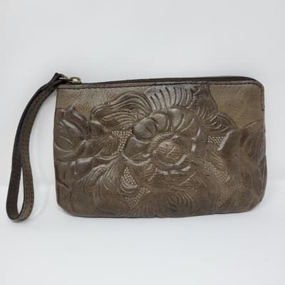 PATRICIA NASH Leather Wristlet Clutch Womens Brown Floral Embossed Western Boho - Thumbnail 3