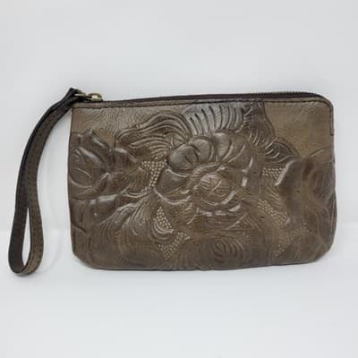 PATRICIA NASH Leather Wristlet Clutch Womens Brown Floral Embossed Western Boho - Thumbnail 2