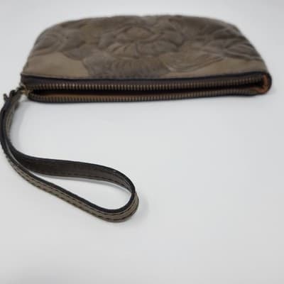 PATRICIA NASH Leather Wristlet Clutch Womens Brown Floral Embossed Western Boho - Thumbnail 9
