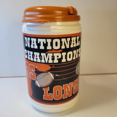 UT Texas Longhorns 2005 Rose Bowl National Champions 24oz Whirley Travel Mug VTG - Image 1