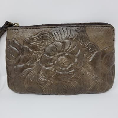 PATRICIA NASH Leather Wristlet Clutch Womens Brown Floral Embossed Western Boho - Thumbnail 4