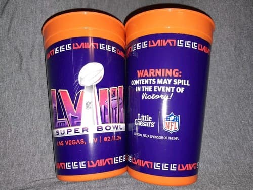 2x New NFL SUPER BOWL LVIII Little Caesars OFFICIALLY LICENSED 32oz. CUP 2/11/24 - Thumbnail 2
