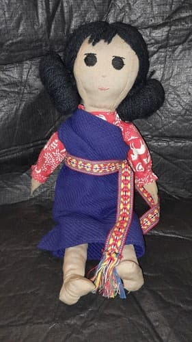 Native American Indian Doll Cloth Yarn Hair In Buns Rag Doll 16” - Thumbnail 2