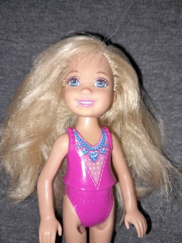 Chelsea Barbie Little Sister Pink Swimsuit 4" Doll 2014 Mattel - Image 1