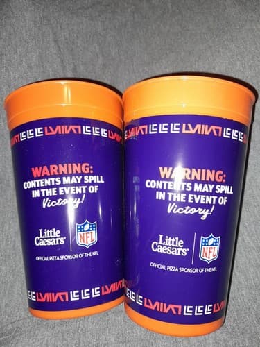 2x New NFL SUPER BOWL LVIII Little Caesars OFFICIALLY LICENSED 32oz. CUP 2/11/24 - Thumbnail 3