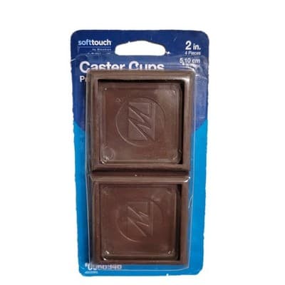 Waxman SoftTouch 2" Square Caster Cups Brown 4 Pack #0066946 - Image 1