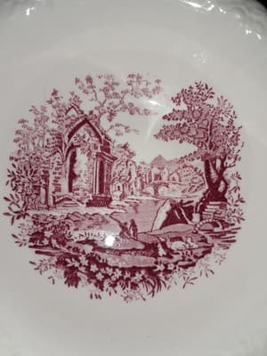 Taylor Smith English Abbey Red Round Bread Butter Serving Plate Transferware HTF - Thumbnail 7