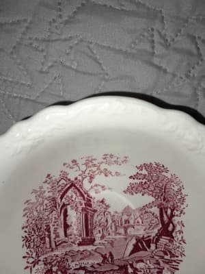 Taylor Smith English Abbey Red Round Bread Butter Serving Plate Transferware HTF - Thumbnail 11