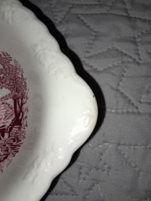 Taylor Smith English Abbey Red Round Bread Butter Serving Plate Transferware HTF - Thumbnail 8