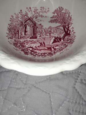 Taylor Smith English Abbey Red Round Bread Butter Serving Plate Transferware HTF - Thumbnail 10