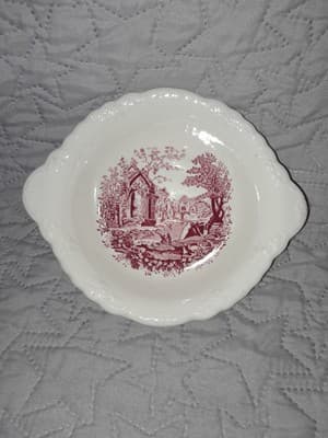 Taylor Smith English Abbey Red Round Bread Butter Serving Plate Transferware HTF - Thumbnail 2