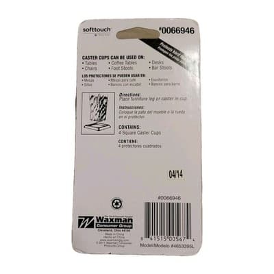 Waxman SoftTouch 2" Square Caster Cups Brown 4 Pack #0066946 - Thumbnail 2
