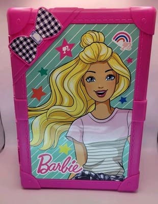 Mattel Barbie Fashion Trunk Hot Pink 8-Doll Storage Case Vanity Mirror - Image 1