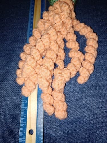 New Handmade Pink 10 1/2" Tall Crochet Octopus with Orange & White Pom Pom Beret - Thumbnail 6