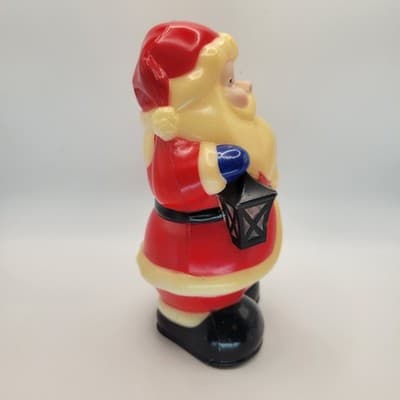 Vtg 1960s Santa Claus Blow Mold 7.5" Plastic Figurine Lantern Christmas Decor - Thumbnail 3