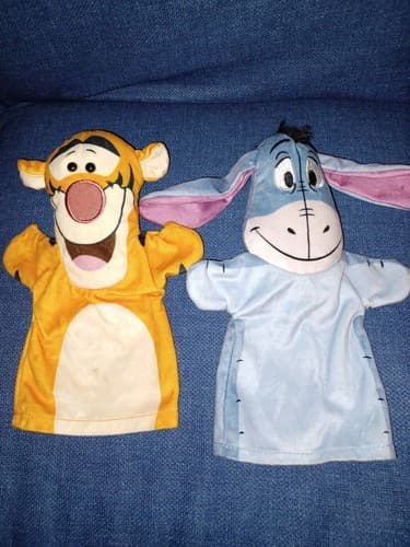 Disney 2 Hand Puppets Tigger and Eeyore Puppet Winnie the Pooh Plush 9.5" Set 2 - Image 1