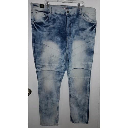 GS-115 Jeans Mens 48"x32" Blue Acid Wash Distressed Denim Baggy Hip-Hop Jeans - Image 1