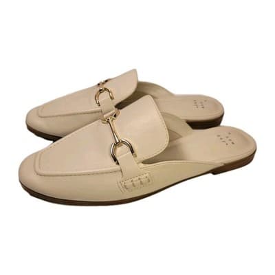 A New Day Cream Mules Women’s Size 8 Slip On Loafers Gold Bit Horsebit - Image 1
