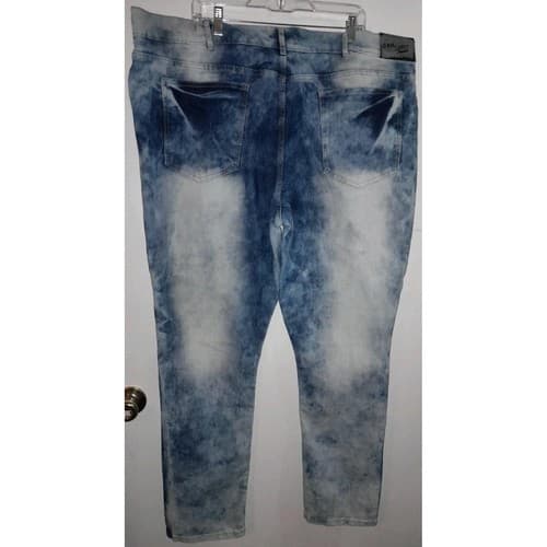 GS-115 Jeans Mens 48"x32" Blue Acid Wash Distressed Denim Baggy Hip-Hop Jeans - Thumbnail 6