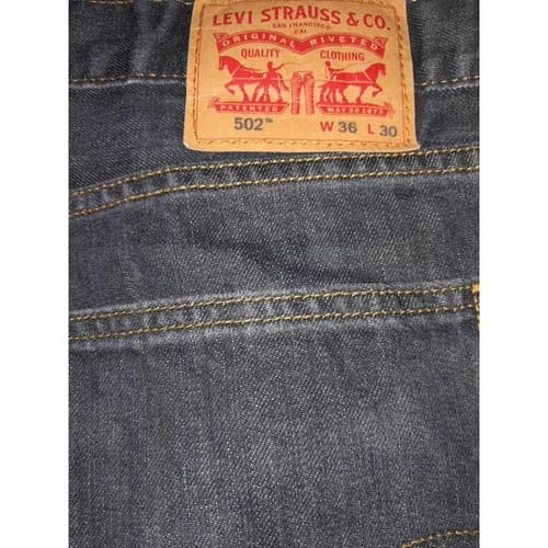 Levis 502 Jeans Men 36"x30" Blue Regular Fit Dark Wash Denim Pants (38.5"x28.5") - Thumbnail 3