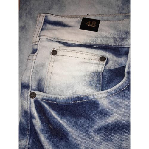 GS-115 Jeans Mens 48"x32" Blue Acid Wash Distressed Denim Baggy Hip-Hop Jeans - Thumbnail 4