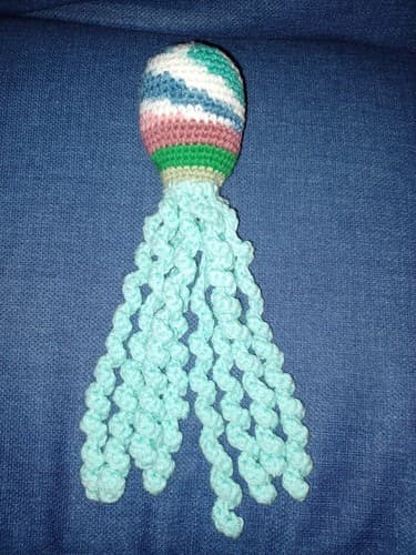 New Handmade 11" Tall Crochet Octopus Teal / Blue / Green - Image 1