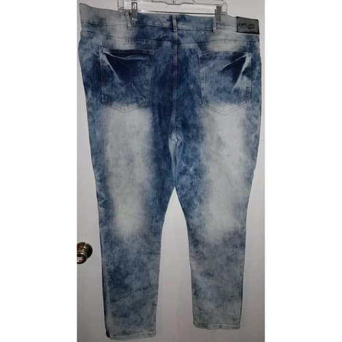 GS-115 Jeans Mens 48"x32" Blue Acid Wash Distressed Denim Baggy Hip-Hop Jeans - Thumbnail 7