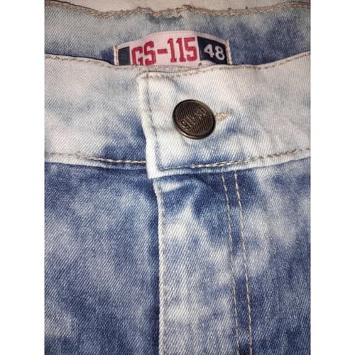 GS-115 Jeans Mens 48"x32" Blue Acid Wash Distressed Denim Baggy Hip-Hop Jeans - Thumbnail 3