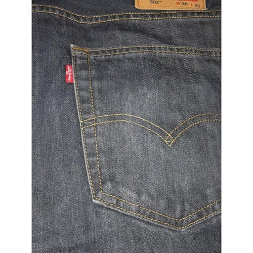 Levis 502 Jeans Men 36"x30" Blue Regular Fit Dark Wash Denim Pants (38.5"x28.5") - Thumbnail 6