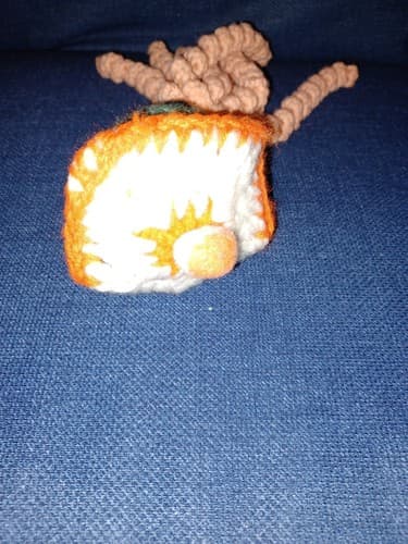New Handmade Pink 10 1/2" Tall Crochet Octopus with Orange & White Pom Pom Beret - Thumbnail 5
