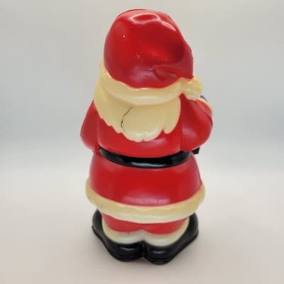 Vtg 1960s Santa Claus Blow Mold 7.5" Plastic Figurine Lantern Christmas Decor - Thumbnail 4