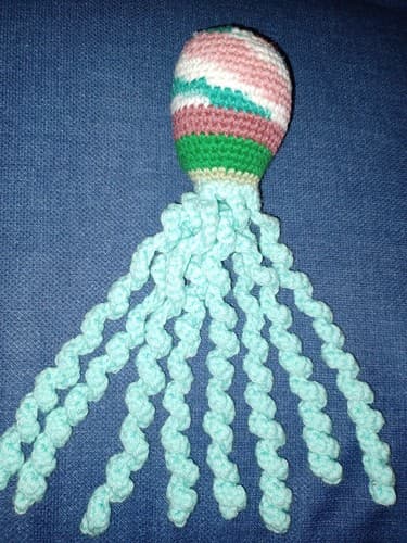 New Handmade 11" Tall Crochet Octopus Teal / Blue / Green - Thumbnail 3