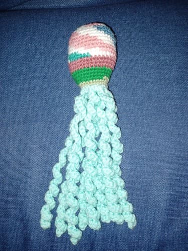 New Handmade 11" Tall Crochet Octopus Teal / Blue / Green - Thumbnail 2