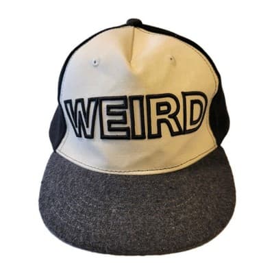 WEIRD Snapback Hat Black Gray White Embroidered Adjustable Cap Wool Blend Unisex - Image 1