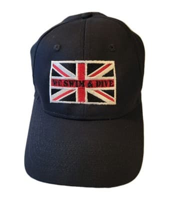 Union Jack WC Swim & Dive Hat Navy Blue Embroidered British Flag Baseball Cap... - Image 1