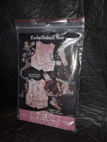 Gooseberry Hill Embellished Vest French Phases Labels Pattern Size S-XL # 199 - Image 1