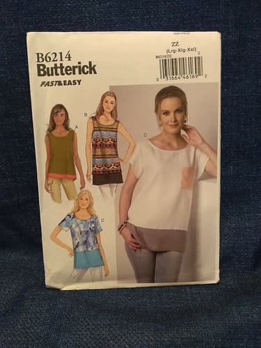 Butterick B6214 6214 Misses' Contrast Band Tops Tank Sizes XS-M Sewing Pattern - Image 1