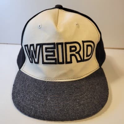 WEIRD Snapback Hat Black Gray White Embroidered Adjustable Cap Wool Blend Unisex - Thumbnail 2