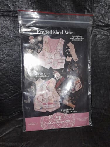 Gooseberry Hill Embellished Vest French Phases Labels Pattern Size S-XL # 199 - Thumbnail 2