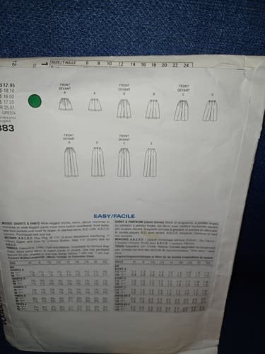 VOGUE 1383 BASIC DESIGN PATTERN Wide Leg Pants Micro Shorts SIZE 12 14 16 Uncut - Thumbnail 4