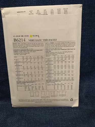 Butterick B6214 6214 Misses' Contrast Band Tops Tank Sizes XS-M Sewing Pattern - Thumbnail 2