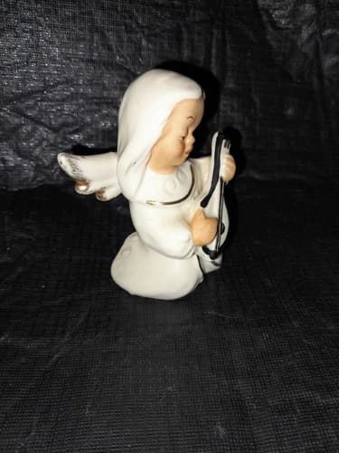 Vintage Japan Kneeing Angel Playing Lute Figurine 3.5 Inches - Thumbnail 3