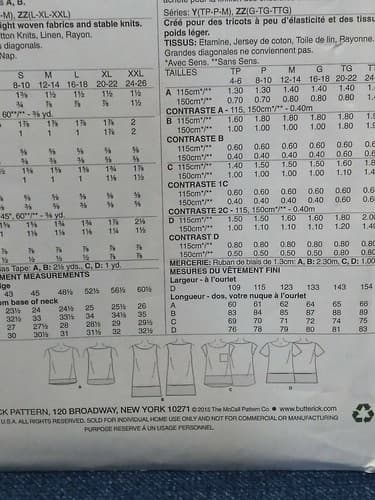 Butterick B6214 6214 Misses' Contrast Band Tops Tank Sizes XS-M Sewing Pattern - Thumbnail 3