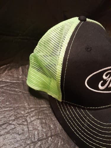 Ford Men’s Logo Green & Black Mesh Adjustable Trucker Hat Cap - Thumbnail 4