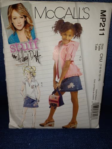 McCall's M5420/MP211 Sassy Girl's Jacket Top Skirt Skort sz 7-14 Hilary Duff New - Image 1