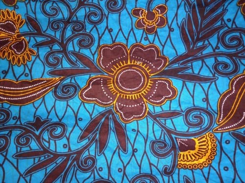 1½ Yd Abstract Floral Quilt Fabric Turquoise Brown Yellow Boho Cotton - Image 1