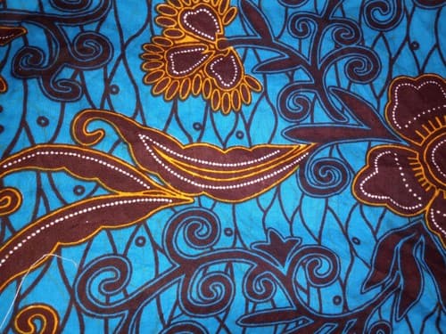 1½ Yd Abstract Floral Quilt Fabric Turquoise Brown Yellow Boho Cotton - Thumbnail 2
