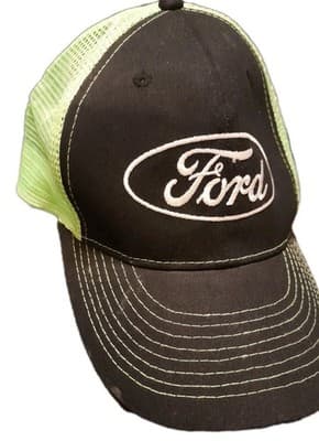 Ford Men’s Logo Green & Black Mesh Adjustable Trucker Hat Cap - Image 1